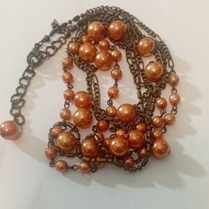 Elegant Gold Pearl Copper Beaded Necklace